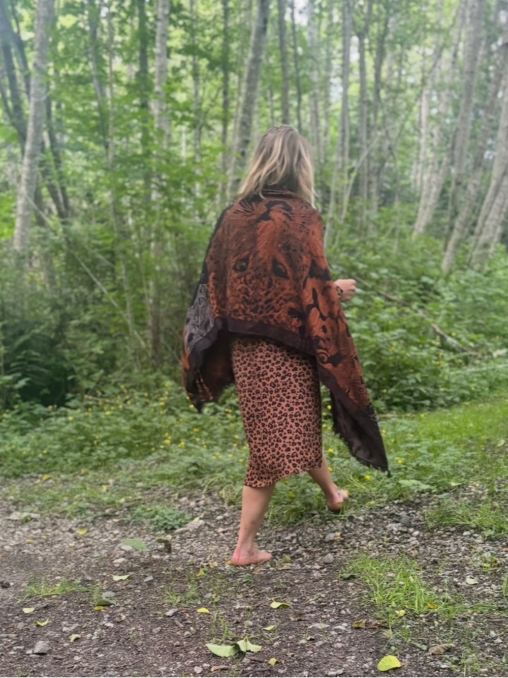 Leopard Face Semi Animal Knit  Patterned Wrap Cardigan Cape RARE